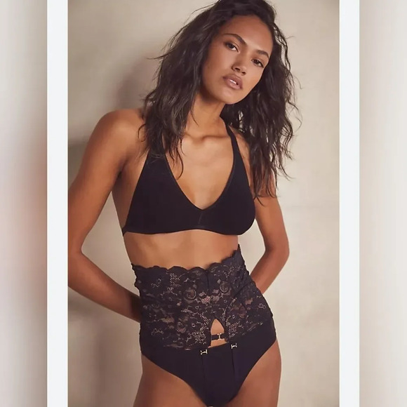 Free People x We Are Hah Top To Bottom Convertible Black Lace Cami XS - Picture 4 of 10